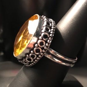 Citrine Ethnic Handmade Ring .925